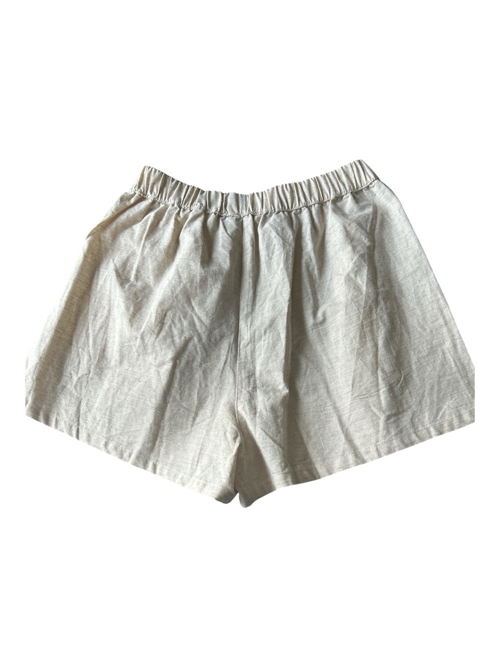 Lulu's Linen-Blend Elastic Waist Cream Shorts Size Medium